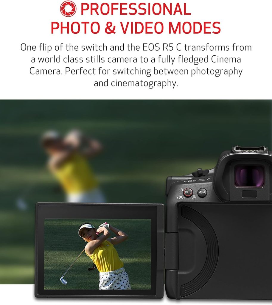 Canon EOS R5 C RF24-105mm F4 L is USM Lens Kit 8K/60P FF Sensor Pro Cinema/Photo Camera, RF Mount, Internal RAW, 8K HDMI RAW Out, 4K/2K Oversampling, Compact, Lightweight Design, Dual Pixel CMOS AF