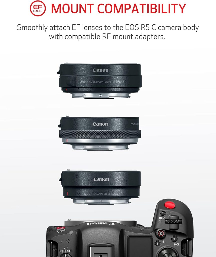 Canon EOS R5 C RF24-105mm F4 L is USM Lens Kit 8K/60P FF Sensor Pro Cinema/Photo Camera, RF Mount, Internal RAW, 8K HDMI RAW Out, 4K/2K Oversampling, Compact, Lightweight Design, Dual Pixel CMOS AF
