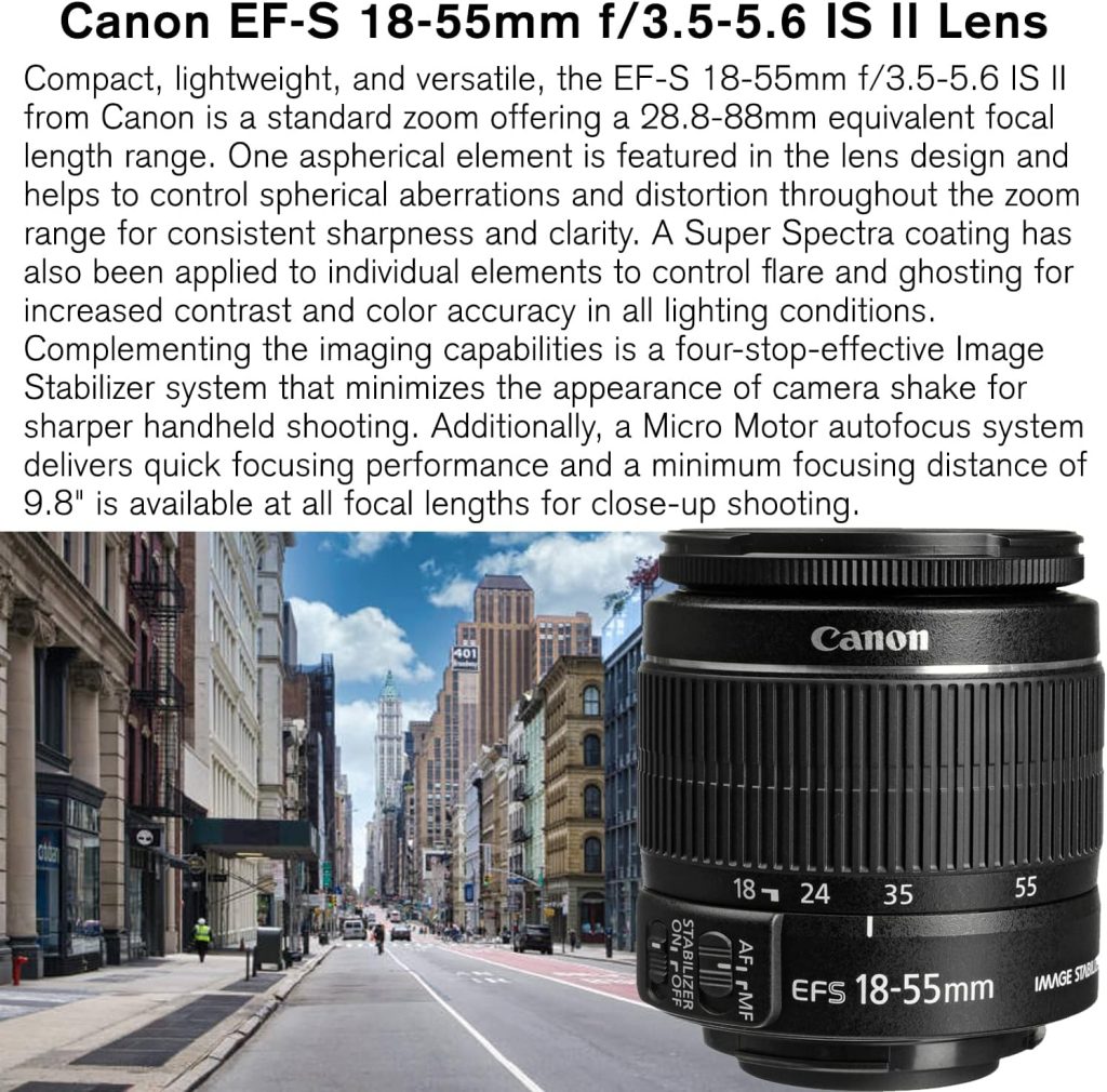 Canon EOS Rebel T7 DSLR Camera with 18-55mm is II Lens Bundle + Canon EF 75-300mm f/4-5.6 III Lens + 420-800mm HD SuperZoom Lens + 128GB Memory + Filters + Flash + Monopod + Professional Bundle Black