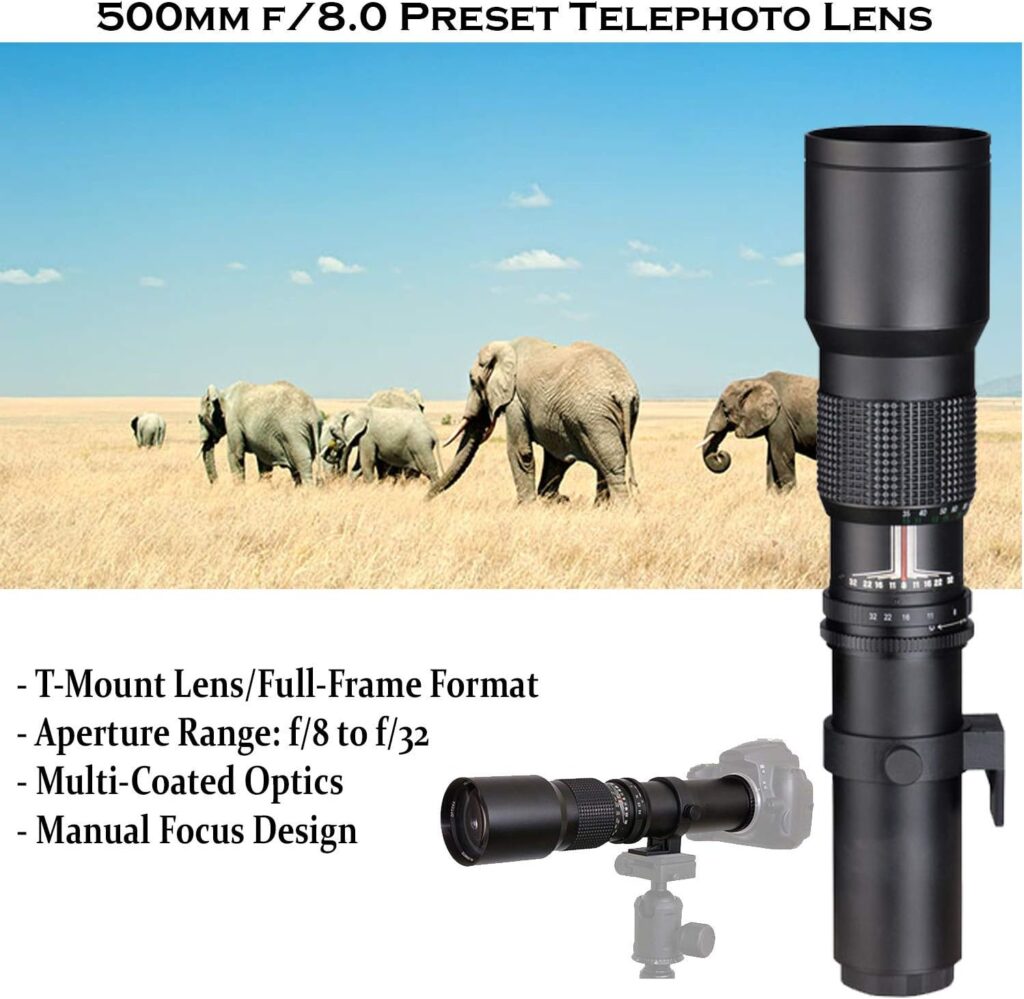 Canon EOS Rebel T7 DSLR Camera with 18-55mm is II Lens + Canon EF 75-300mm f/4-5.6 III Lens and 500mm Preset Lens + 32GB Memory + Filters + Monopod + Professional Bundle