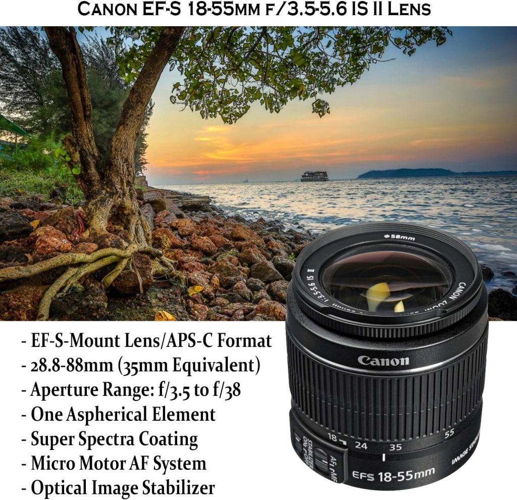 Canon EOS Rebel T7 DSLR Camera with 18-55mm is II Lens + Canon EF 75-300mm f/4-5.6 III Lens and 500mm Preset Lens + 32GB Memory + Filters + Monopod + Professional Bundle