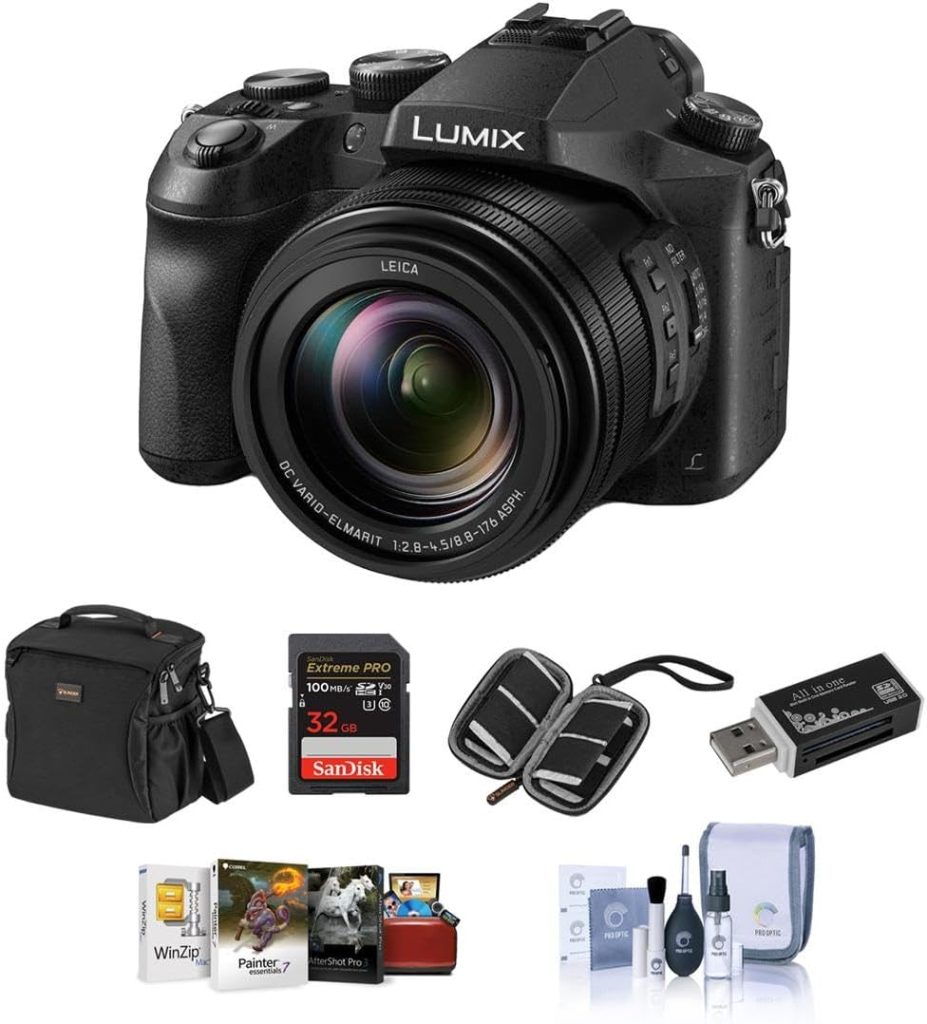 Panasonic Lumix DMC-FZ2500 Digital Camera - Bundle with Camera Case, 32GB SDHC U3 Card, Memory Wallet, Cleaning Kit, SD Card Reader, MAC Software Package
