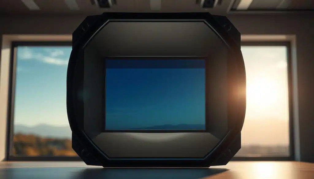 A large, modern medium format camera sensor, showcasing its impressive size and advanced image-capturing capabilities. The sensor is presented against a soft, diffused lighting setup, creating a sense of depth and emphasis on its intricate details. The background features a serene, out-of-focus landscape setting, hinting at the sensor's versatility and suitability for landscape photography. The entire scene is rendered in a cinematic, ultra-realistic style, capturing the essence of medium format photography and its potential for breathtaking, high-quality images.