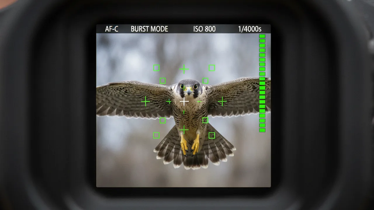 Camera autofocus tracking demonstration on wildlife subject