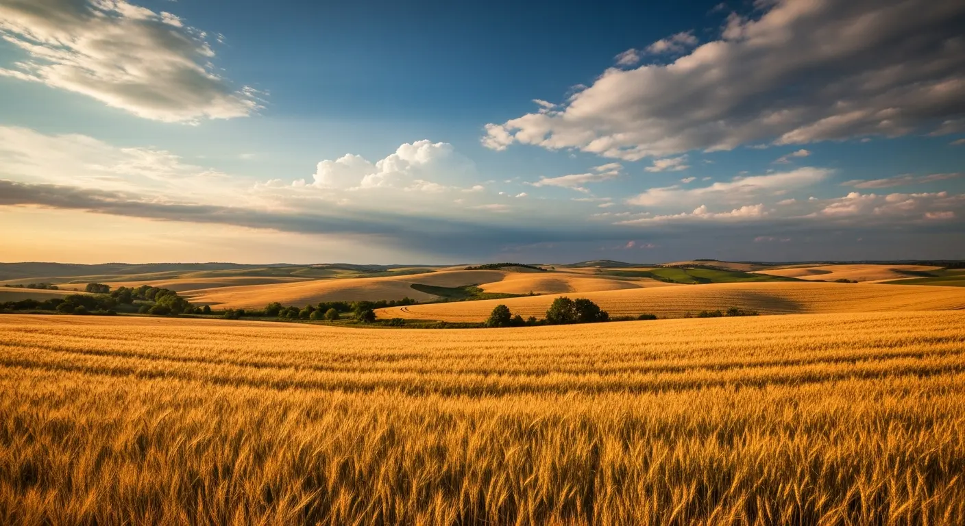Beautiful local countryside landscape with fields and sky