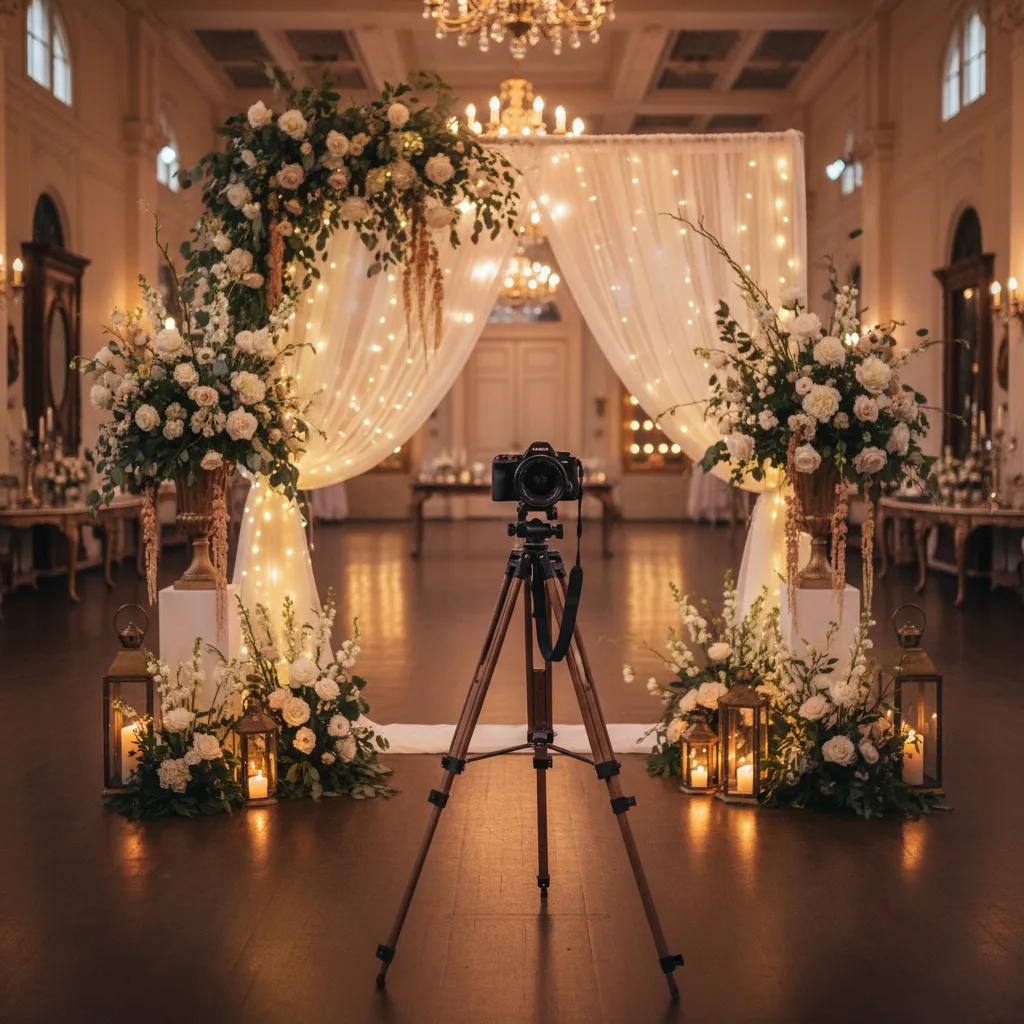 Wedding Photographer Tipping Guide - How Much to Tip 1 Elegant wedding photography scene with camera equipment