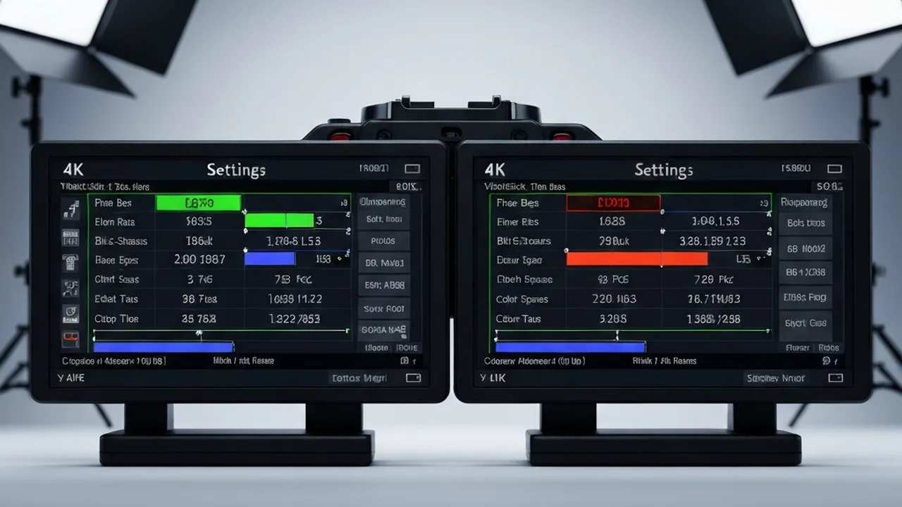 4K vs 8K video recording comparison on mirrorless camera screens