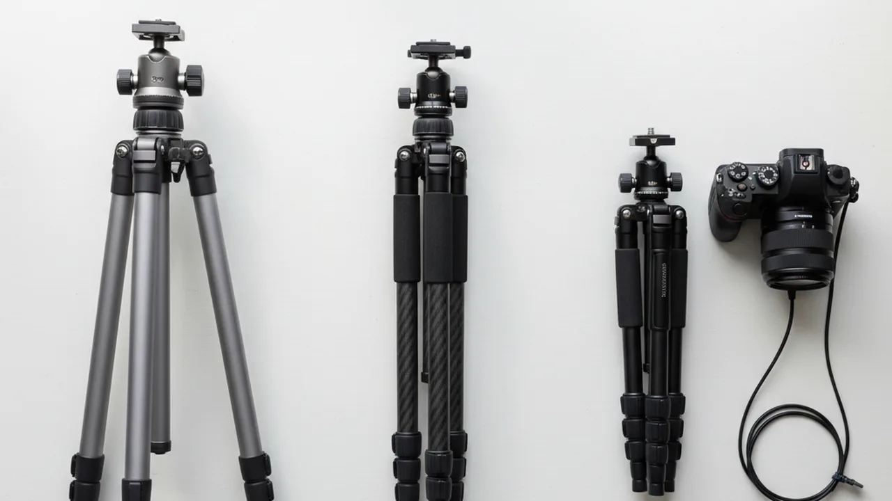 Best tripods under 100 dollars arranged on desk for comparison
