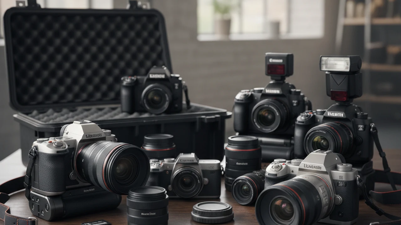 Professional photography scene representing cameras