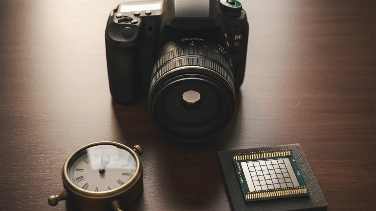 The exposure triangle showing aperture, shutter speed, and ISO controls