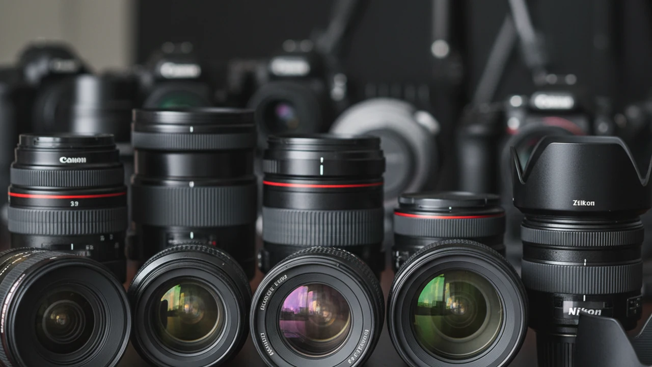 Professional photography scene representing lenses