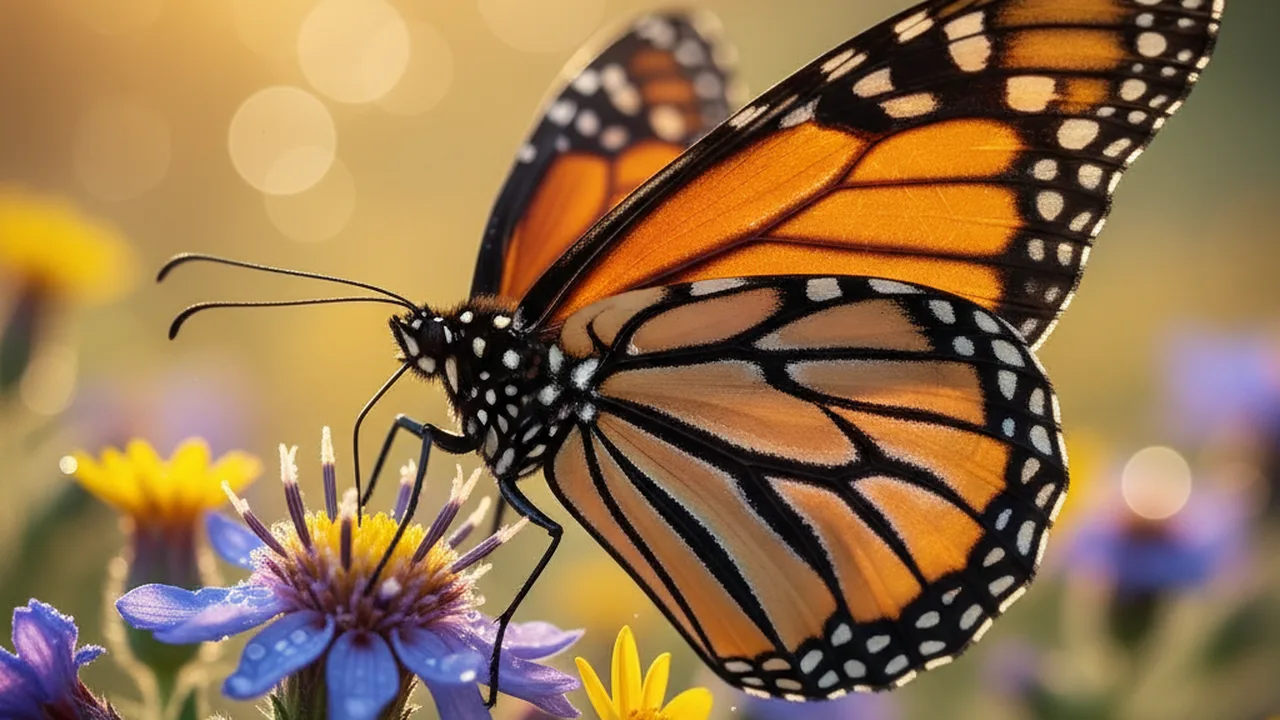 Butterfly on wildflowers macro photo – beautiful bokeh with macro lens