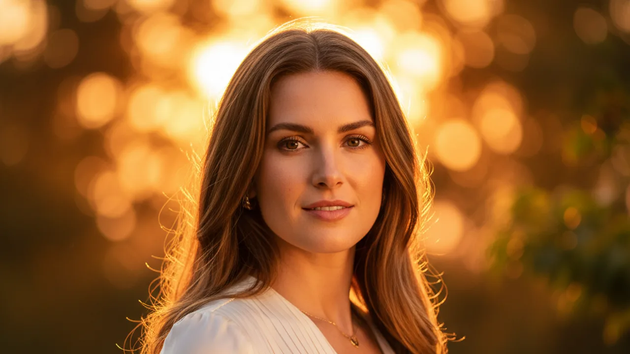 Portrait with shallow depth of field and creamy bokeh shot on full frame camera in golden hour